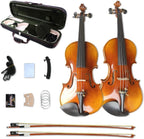 4/4 Full Size Acoustic Violin a Piece of Flame Maple Solid Wood Spruce Top Ebony Fittings 4 String with Case,Bow Handcrafted for Beginner