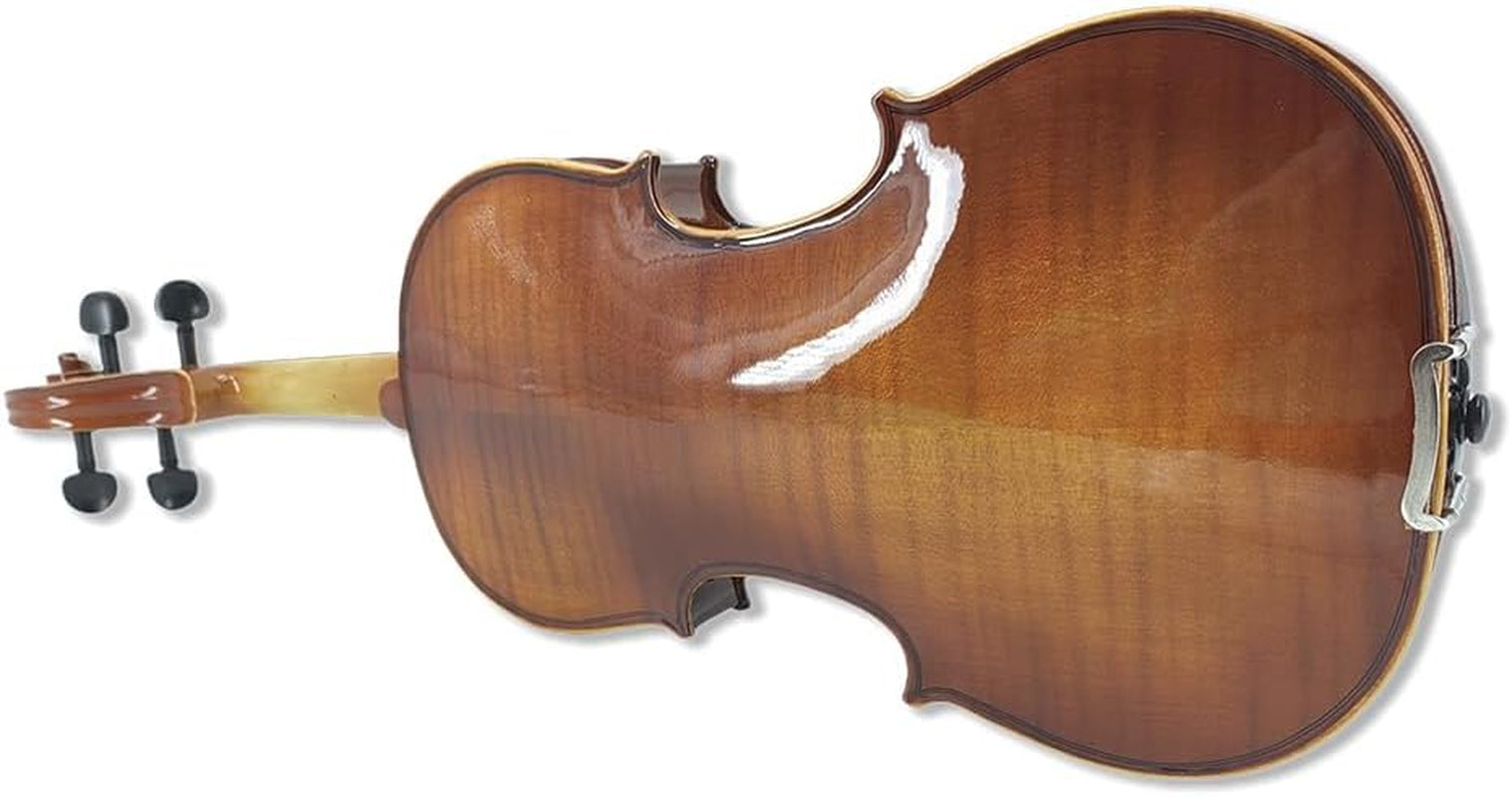 4 String Violin Kit, 4/4 3/4 1/2 Flame Maple Spruce Solid Wood Ebony Fittings Case,Bow,Tuner,Clean Cloth,Extra String,Shoulder Rest Handmade for Beginners Yellow