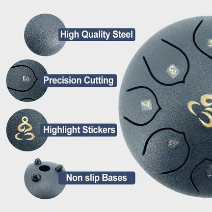Steel Tongue Drum 6 Inches 8 Notes, Rain Drum for outside with Music Book, Drum Mallets Meditation Rain Chime, Musical Instruments for Family, Friends