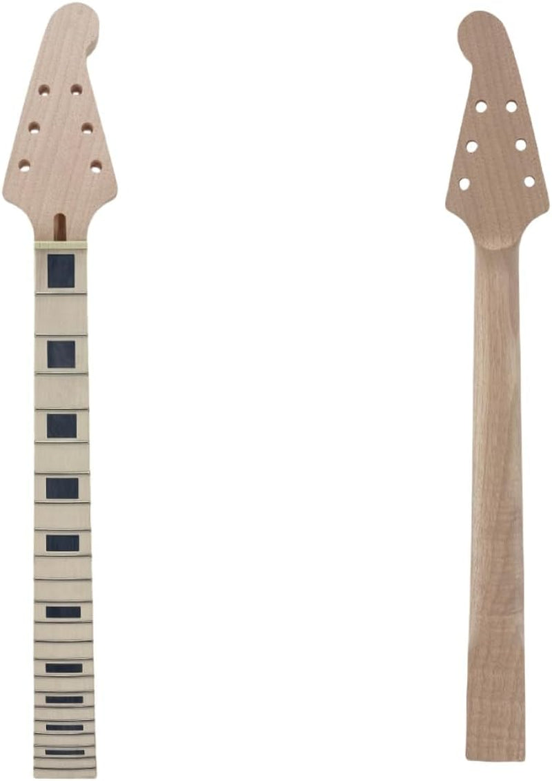 Electric Guitar Neck Unfinished 22 Fret for Electric Guitar Replacement Maple Mahogany Wood