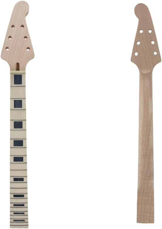 Electric Guitar Neck Unfinished 22 Fret for Electric Guitar Replacement Maple Mahogany Wood