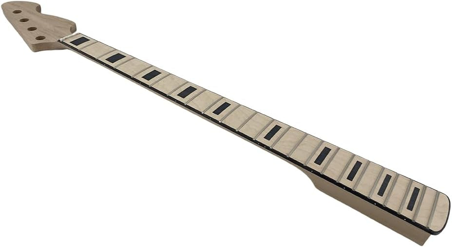 Bass Guitar Neck 22Fret 34Inch Maple Guitar Fretboard Block Inlay DIY Guitar Block Inlay (Maple Fretboard)