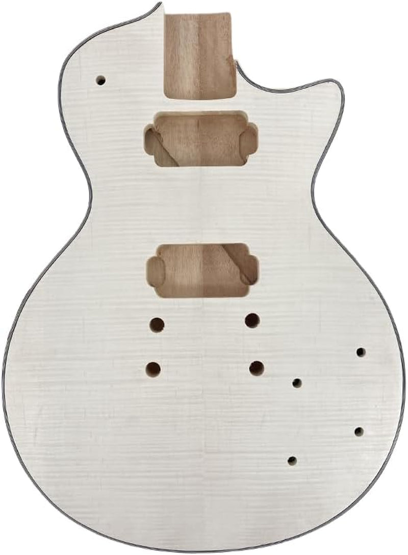 Unfinished Electric Guitar Body-Mahogany Wood Maple Top with Binding HH Pickups Bolt on Heel for Building Guitars