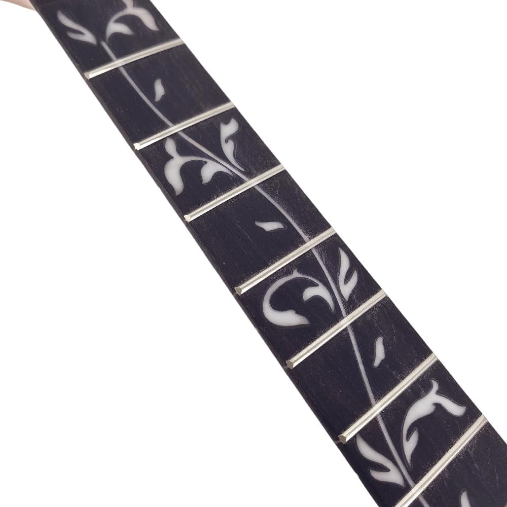 Electric Guitar Neck 24 Fret 25.5Inch Maple Wood Guitar Necks with Rosewood Fretboard Tree Vine Inlay NO Paint DIY Guitar Project Floyd Rose Locking Style