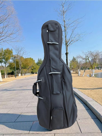 Cello Gig Bag, 4/4 Size, Nylon Exterior, 20Mm Thick Foam Padding, Adjustable Backstraps, Multiple Pockets, Front Accessory Storage, Back Sheet Music Pocket, Cello Travel Soft Case (Black)