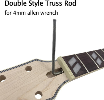 Electric Guitar Neck 22 Fret 24.75 Inch Maple Rosewood Fretboard Diamond Inlay Replacement Binding Head Stock Bolt on Heel