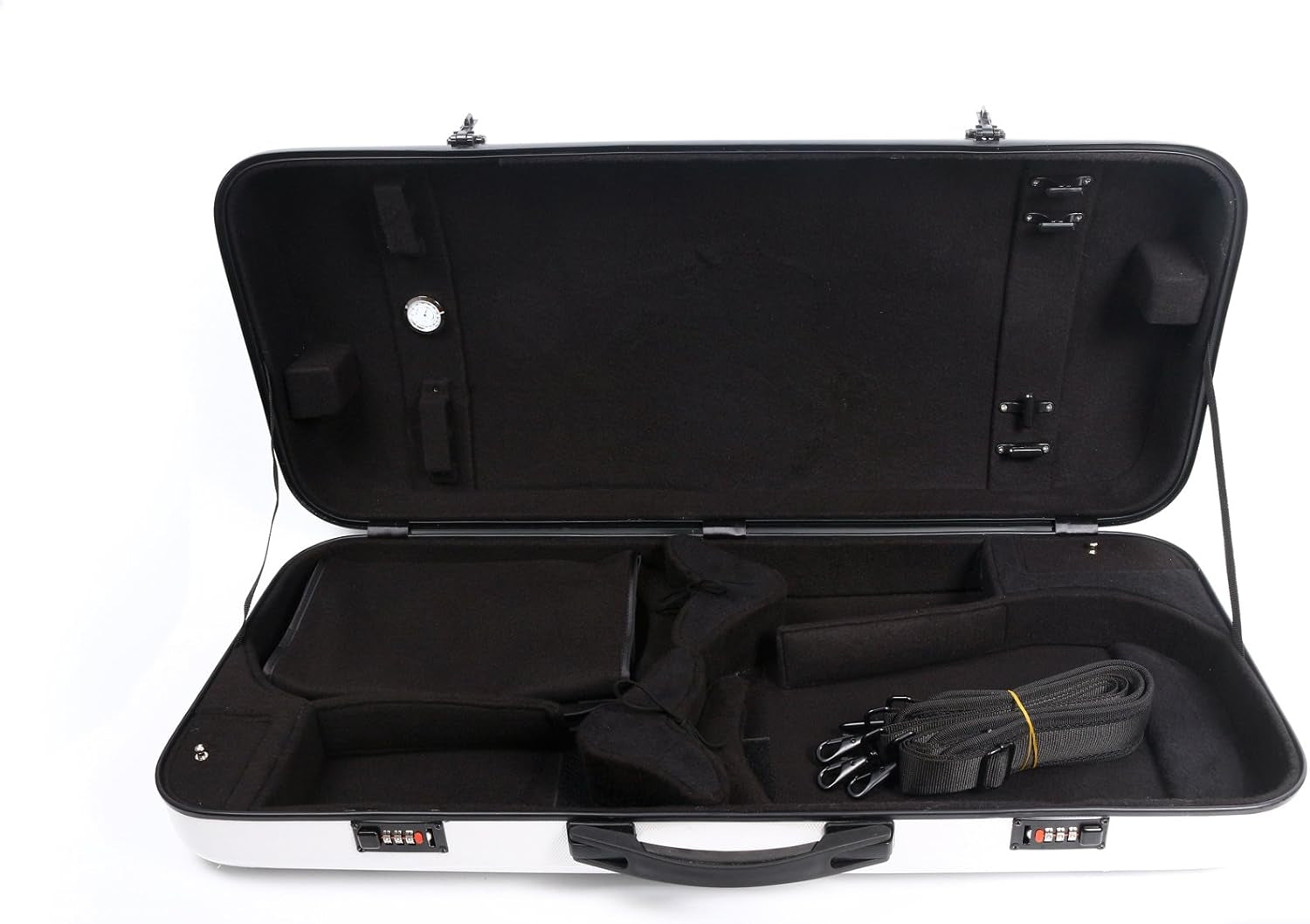 Double Violin Case for Violin/Viola Case Mixed Carbon Fiber 4/4 Full Size Black/White (White)