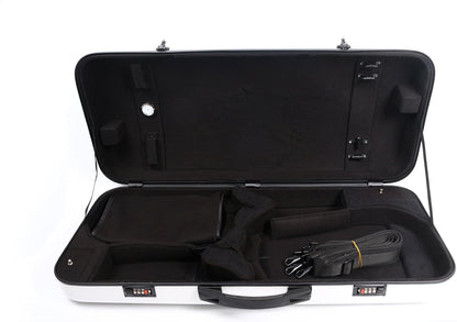 Double Violin Case for Violin/Viola Case Mixed Carbon Fiber 4/4 Full Size Black/White (White)