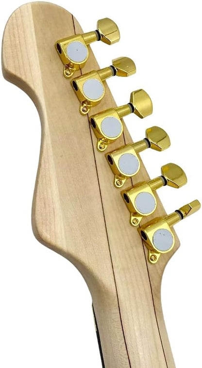 LED Light Electric Guitar Maple Neck Acrylic Body Crystal Guitar Blue Sweet Sound for Beginners,Students,Adults (Kit-Led-Iba)