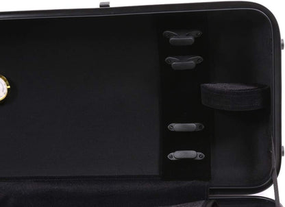 Violin Case 4/4 Full Size Carbon Fiber Oblong 4/4 Violin Case with Music Sheet Bag Adjustable Backstrap Hygrometer Lightweight & Portable