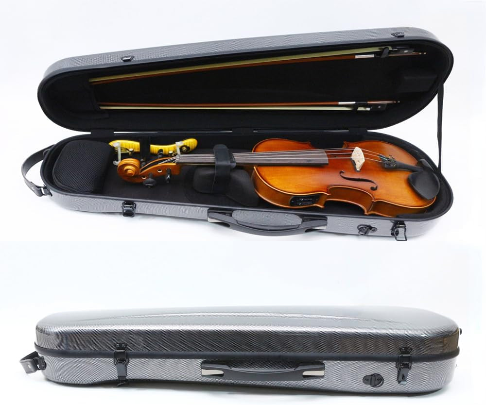 Viola Case 15-16 Inch Adjustable Viola Box Strong Light Carbon Fiber Hard Shell,Black