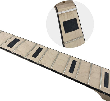 Bass Guitar Neck 22Fret 34Inch Maple Guitar Fretboard Block Inlay DIY Guitar Block Inlay (Maple Fretboard)