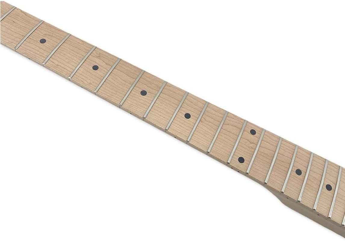 Reverse Electric Guitar Neck 22Fret 25.5Inch Maple Fretboard Dot Inlay Bolt on Left Hand Guitar Neck Replacement Unfinished