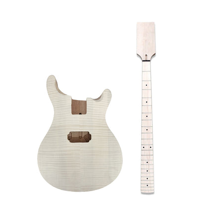 Yinfente bass guitar 4-string 22 frets 30 inch maple neck maple fretboard black dot inlays Mahogany body flamed maple Flat top