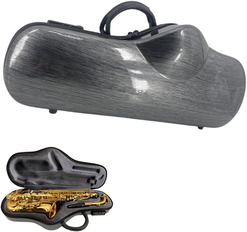 Composite Carbon Fiber Alto Saxophone Case - Lightweight, Durable, and Water-Resistant Protective Hard Case for Alto Sax with Comfortable Shoulder Strap and Plush Interior (Grey)