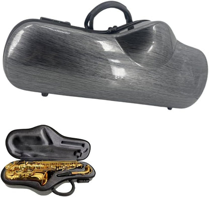 Composite Carbon Fiber Alto Saxophone Case - Lightweight, Durable, and Water-Resistant Protective Hard Case for Alto Sax with Comfortable Shoulder Strap and Plush Interior (Grey)