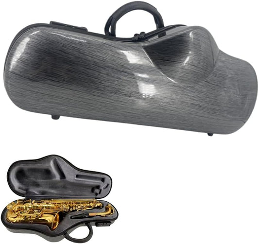Composite Carbon Fiber Alto Saxophone Case - Lightweight, Durable, and Water-Resistant Protective Hard Case for Alto Sax with Comfortable Shoulder Strap and Plush Interior (Grey)