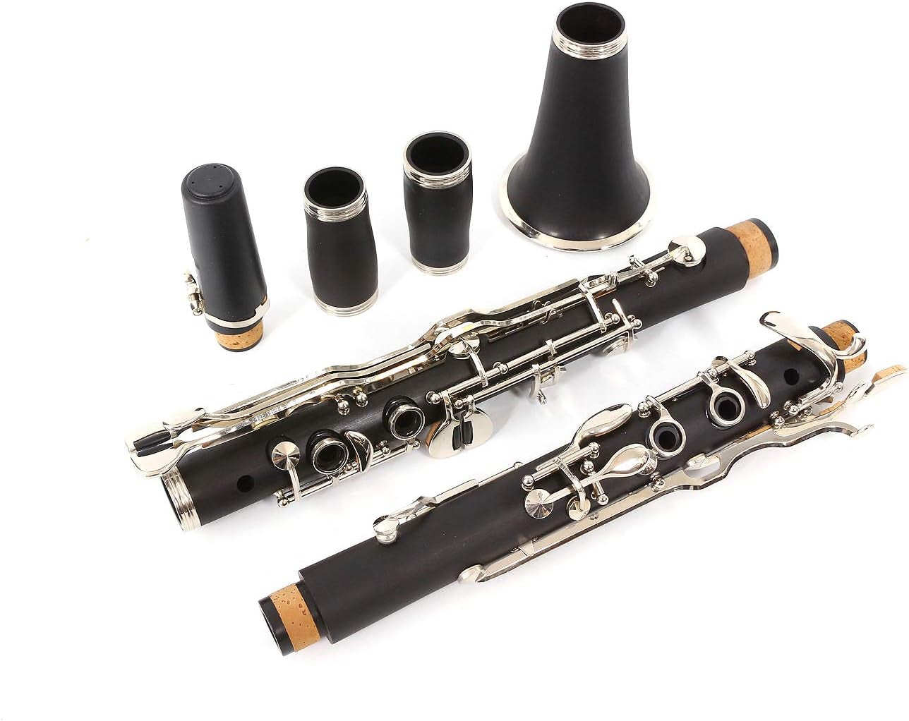 Professional Ebonite Clarinete G Key Clarinet for Beginner Students with 2 Barrels Hard Case Cleaning Kit Mouthpice Cork Grease Gloves
