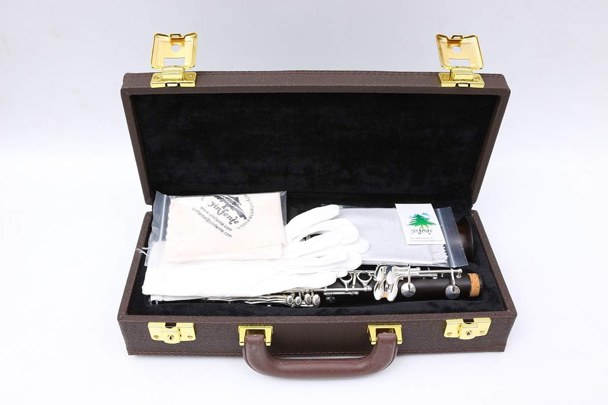 Professional Clarinet Eb Ebony Wood E Key Silver Plate with Case + Reeds + Pads
