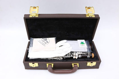 Professional Clarinet Eb Ebony Wood E Key Silver Plate with Case + Reeds + Pads