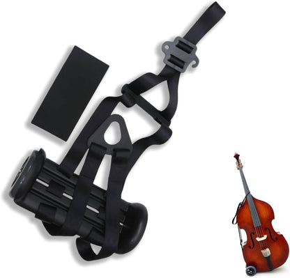 Upright Bass Cart Easy to Transport for 1/10 to 4/4 Size Double Bass with Durable Wheels Long Straps Including 1Pcs Shim Protective Pad (1X Bass Cart + 1X Pad)