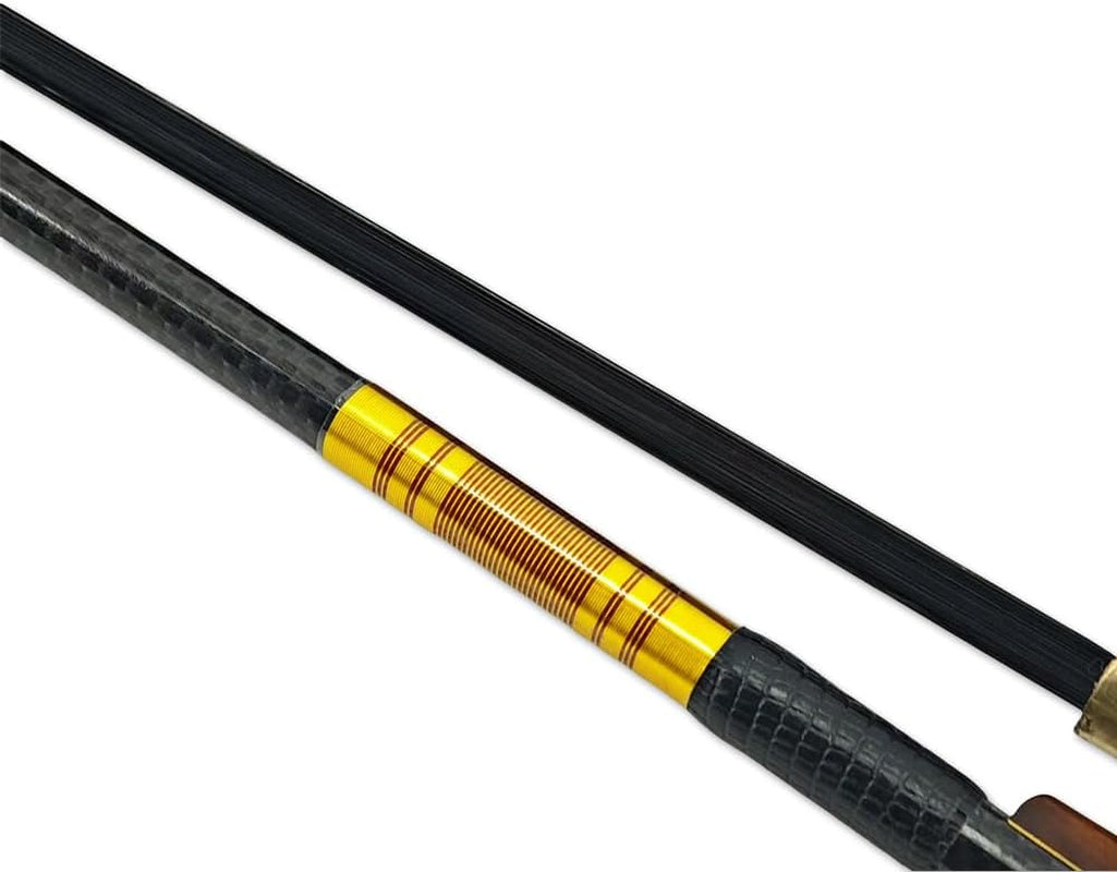Carbon Fiber 4/4 Violin Bow Full Size Snakewood Frog with Fleur De Lis Inlay Black Mongolian Bow Hair Well Balanced& Pernambuco Level