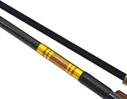 Carbon Fiber 4/4 Violin Bow Full Size Snakewood Frog with Fleur De Lis Inlay Black Mongolian Bow Hair Well Balanced& Pernambuco Level