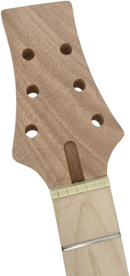 Electric Guitar Neck 22 Fret 24.75 Inch Mahogany Wood with Maple Fretboard Nice Inlay Set in Heel DIY Guitar Project Replacement