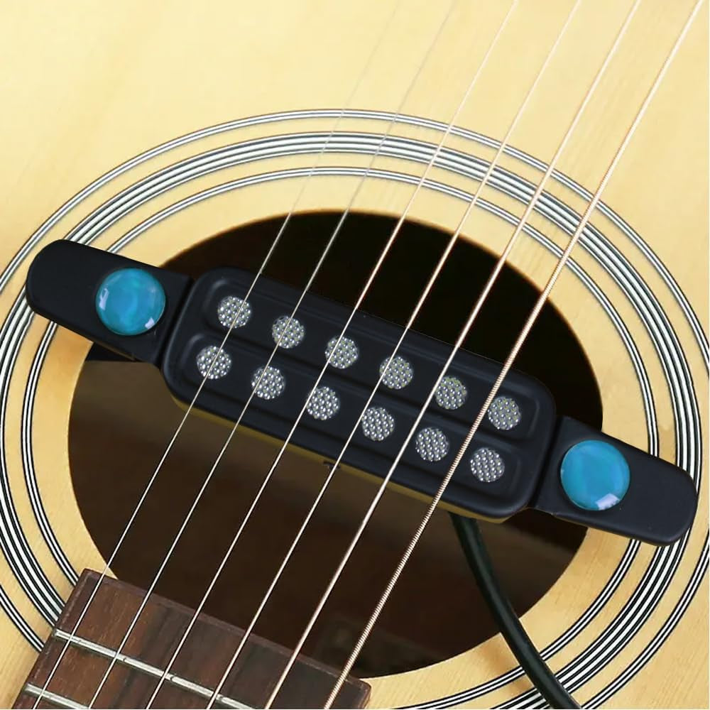 Sound Hole Pickups 12 Soundhole Magnetic Pickups with 1/4Inch Jack for Acoustic Classic Guitars (Black-Blue)