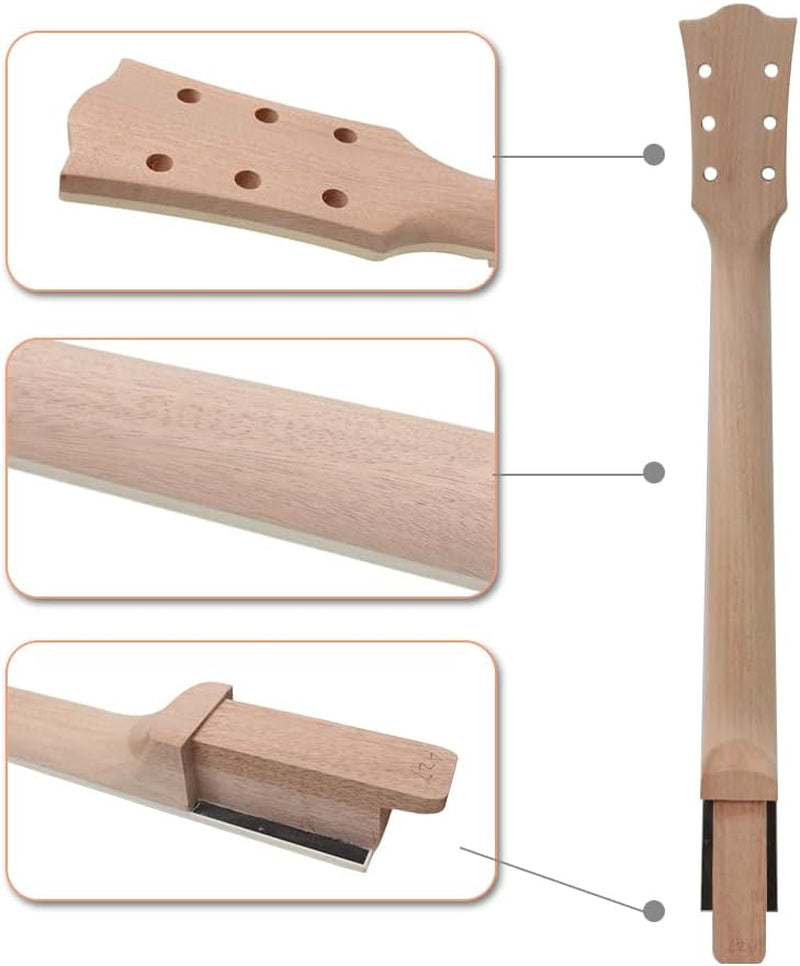 DIY Guitar Kit with Mahogany with Flame Maple Veneer Body Mahogany Neck with Rosewood Fretboard 6 String DIY Electric Guitar Kit with All Components to Build Your Own Guitar