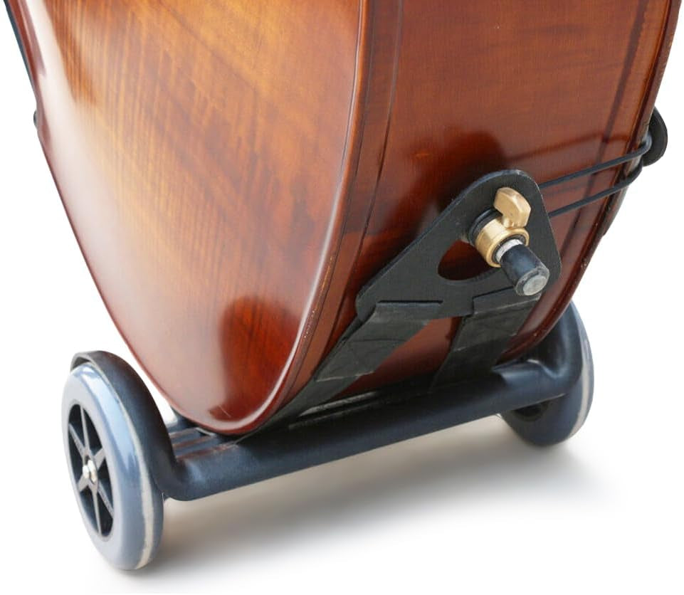 Upright Bass Cart Easy to Transport for 1/10 to 4/4 Size Double Bass with Durable Wheels Long Straps Including 1Pcs Shim Protective Pad (1X Bass Cart + 1X Pad)
