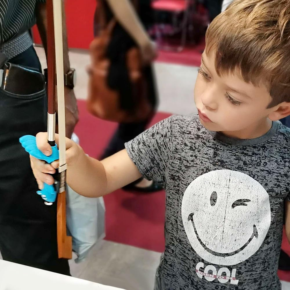 Violin/Viola Bow Holder Violin Bow Grip for Beginner Violin Pinky Holder Teaching Aid Accessory (Blue)