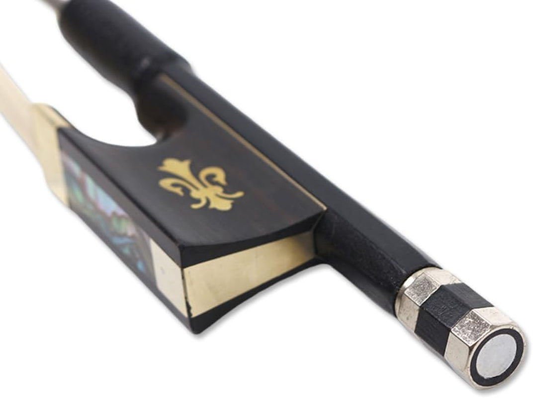 Violin Bow 4/4 Carbon Fiber Ebony Frog with Fleur De Lis Inlay,Mongolian Horse Hair,Stick&Well Balance 4/4 Violin Bow for All Level Violinists