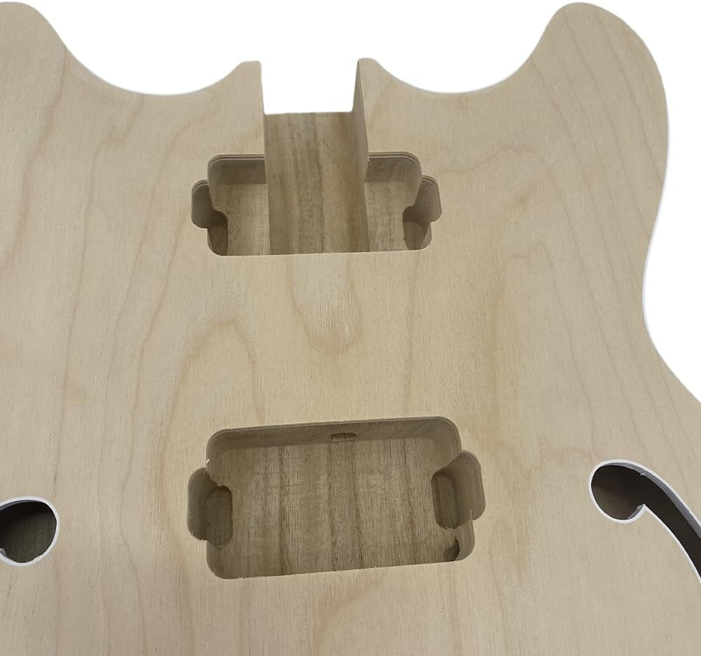 Basswood Electric Guitar Body+ Maple Top with Binding, HH Pickup, 335 Style Unfinished Guitar Part Handcrafted Diy (Arch Body)