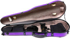 Carbon Fiber Violin Case 4/4 Full Size Hard Shell Triangle Violin Box Backstrap External Storage Bag,Hygrometer,Two Bow Holders (Purple)