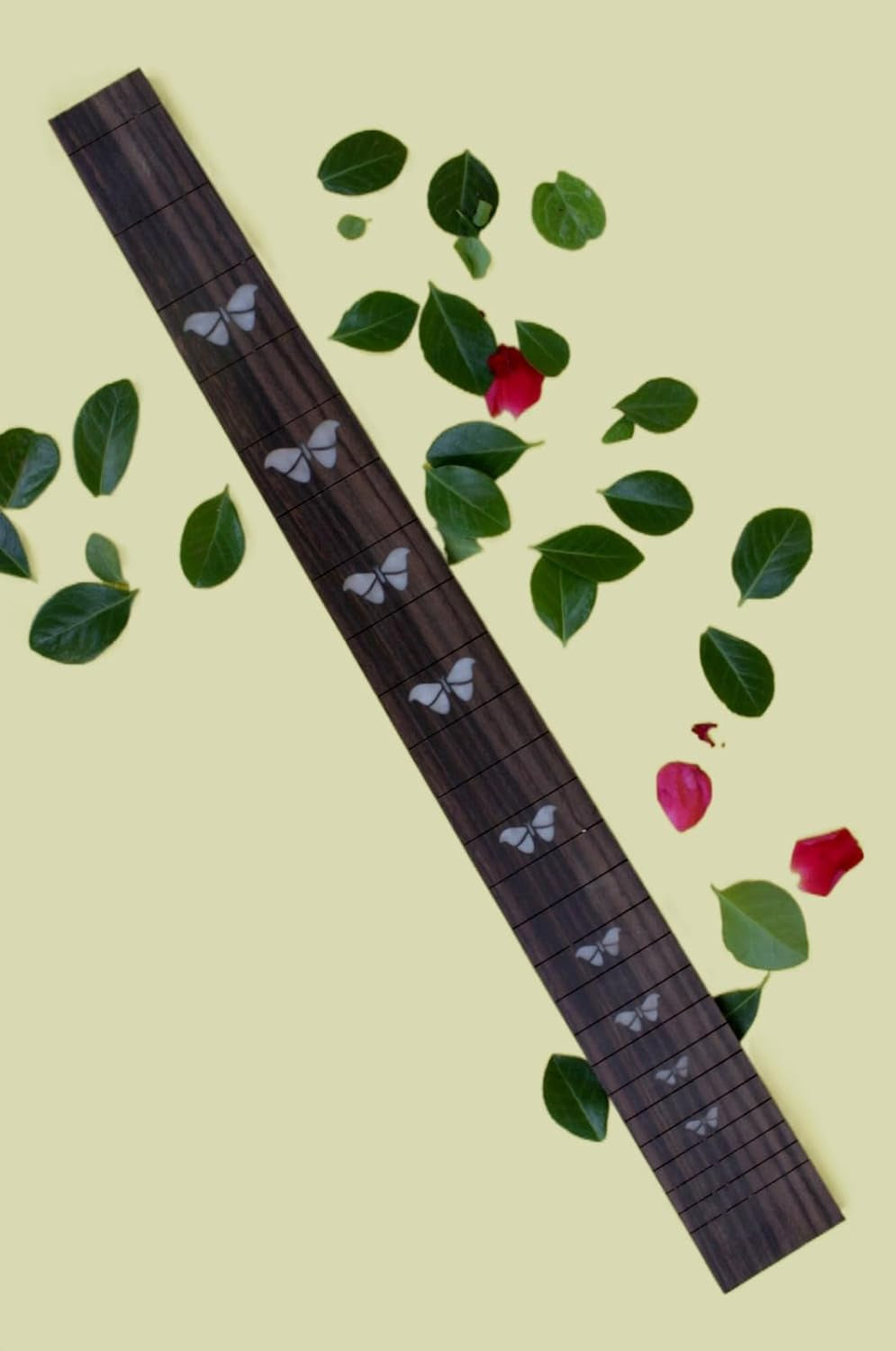 24 Fret Electric Guitar Fingerboard Rosewood Fretboard for Guitar Replacement Parts 25.5 Inch Butterfly Inlay DIY Unfinished (Gtzb-011)