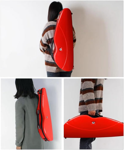 Violin Case 4/4 Full Size 1.9Kg Carbon Fiber Half round Shape Viloin Bag with Strap Combination Lock and Accessories Bag Red