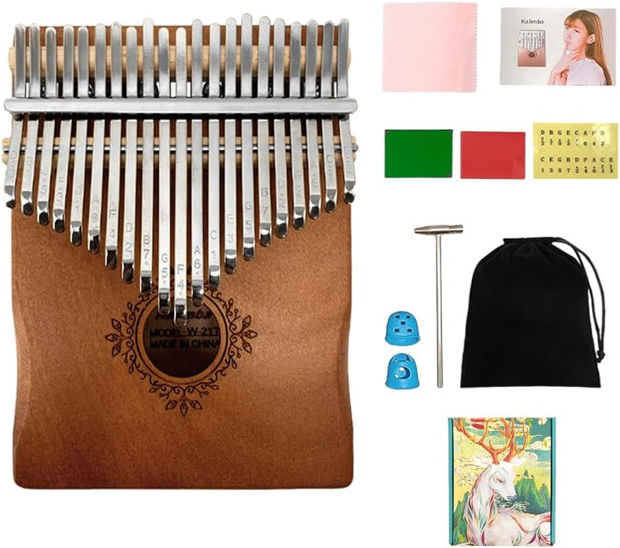21 Keys Kalimba Thumb Piano Big Size Mahogany Finger Piano with Tuning Hammer，Instructions，Carrying Bag Gifts for Adults，Beginners