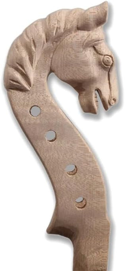 4/4 Violin Neck Maple Wood Handcrafted Violin Neck 4 String Solid Wood Violin Replacement Violin Accessories (Horse)