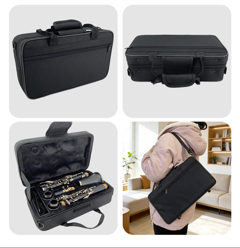 Yinfente 600D Water-resistant Foam Cotton Padded Clarinet Case Clarinet Bag