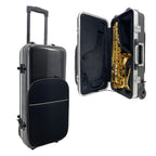 Alto Saxophone Case with Wheels - Alto Sax Bag with Pull Rod, Handle, Shoulder Strap Carbon Fiber Roller Bag Hard Shell Easy to Carry Black