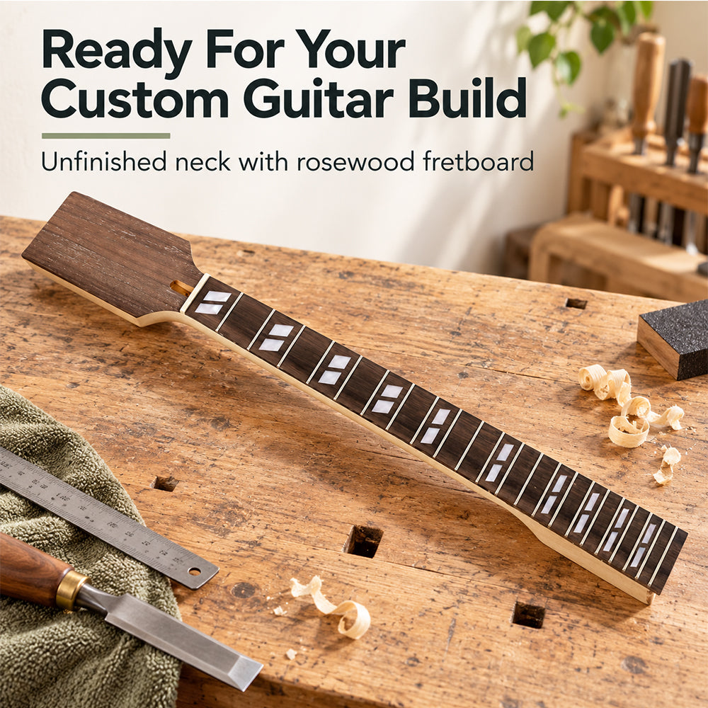 Yinfente New Guitar Neck 22fret 24.75Inch Mahogany Rosewood ibanez Head parallel Inlay Normal Nut