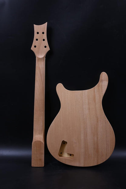 1Set Guitar Kit Guitar Neck 22Fret Unfinished Guitar Body Semi Hollow Mahogany Maple Fretboard DIY Guitar