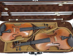 Oblong Wooden Double Full Size Violin Case Viola Case for 15-16.5Inch with Adjustable Backstrap Four Bow Holders Thinck Padding