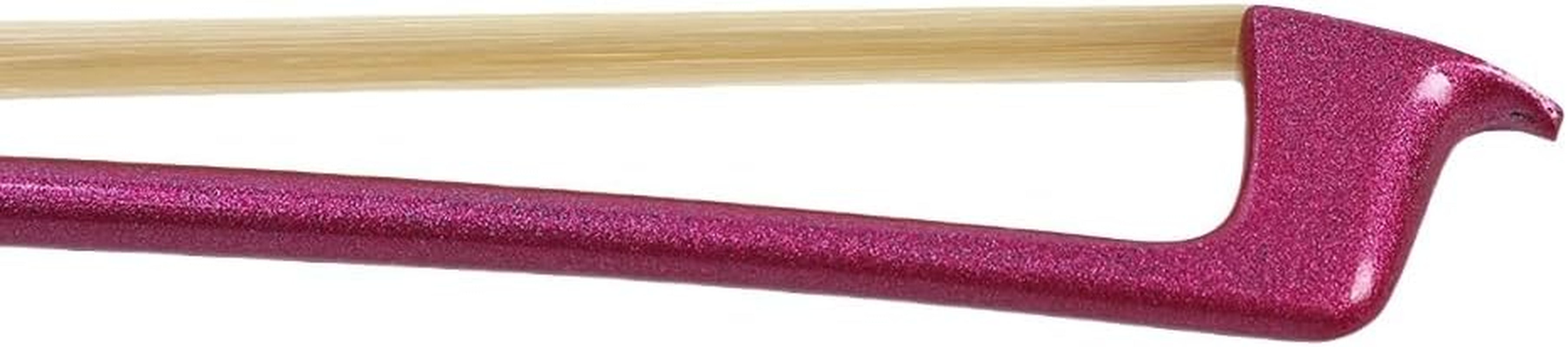 4/4 Full Size Carbon Fiber Violin Bow Natural White Mongolian Horse Hair, Ebony Frog with Nice Inlay,Bow Head with Diamond 74Cm 60G Good Flexibility/Well Balance (Pink)