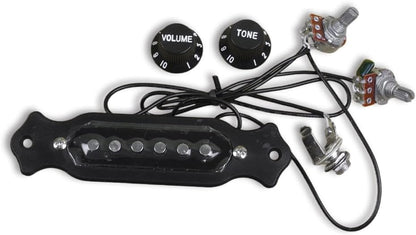 Sound Hole Pickups 6 String Magnetic Pickups with Tone Volume Knobs for Acoustic Guitars (Black)