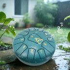 Steel Tongue Drum, 6 Inches 11 Notes Rain Drum for Garden with Music Book, Drum Mallets Meditation Rain Chime,Musical Instrument for Adults
