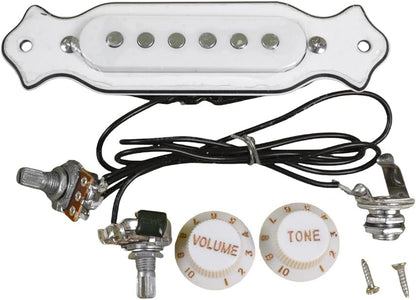 Sound Hole Pickups 6 String Magnetic Pickups with Tone Volume Knobs for Acoustic Guitars (White)