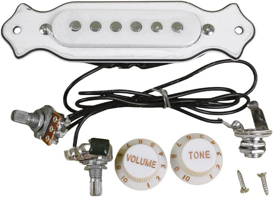 Sound Hole Pickups 6 String Magnetic Pickups with Tone Volume Knobs for Acoustic Guitars (White)