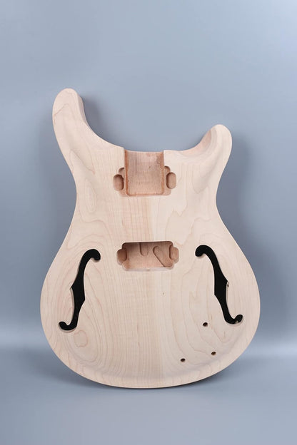 1Set Guitar Kit Guitar Neck 22Fret Unfinished Guitar Body Semi Hollow Mahogany Maple Fretboard DIY Guitar